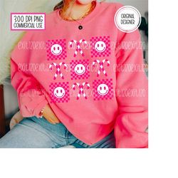 christmas smiley face  png, free commercial use, trendy chrisitmas aesthetic sweatshirt design png, pink christmas png,