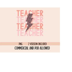 teacher png,cute teacher png, lightening bolt png, leopard print lightening bolt, teacher life png, pod use allowed, com