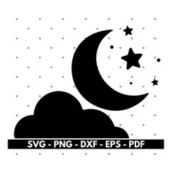 moon and stars svg, stars svg, moon svg, cricut and silhouette files, cut files, vector, instant download