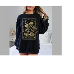 the lovers sweatshirt ,tarot card hoodie, skeleton lovers tarot card tee, mystical tarot card shirt, tarot card valentin