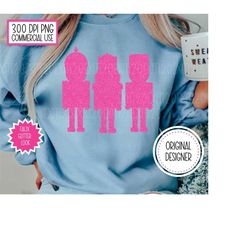 christmas png, commercial use, pink nutcracker png, vintage christmas sweatshirt sublimation design,  sparkly glitter pn