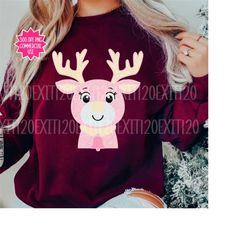 cute rudolph shirt design png, commercial use, faux glitter rudolph png, cute christmas png, sublimation, digital design