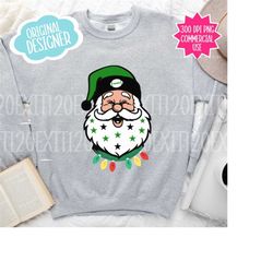 green and white santa png, commercial use png, trendy christmas santa png for football fans, sublimation, digital downlo