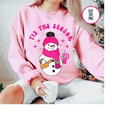 tis the season cute snowman png, commercial use, trendy christmas png for shirt design, preppy christmas png, sublimatio