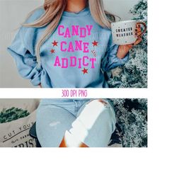 candy cane addict png, free commercial use, preppy christmas png, trendy pink christmas design, sublimation, digital dow