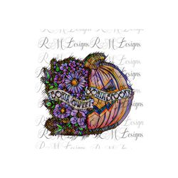 mosiac sorta sweet sorta spooky half pumpkin svg , half flowers svg, instant download file, halloween, october , fall, s