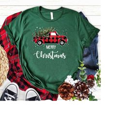 Merry Christmas Truck Buffalo Plaid Shirt, Truck Shirt, Buffalo Plaid Shirt, Merry Christmas Shirt, Christmas Shirt, Mer