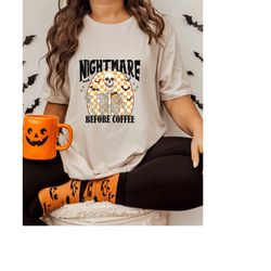 halloween nightmare before coffee skeleton funny sweatshirt, pumpkin skeleton sweatshirt, halloween coffee t-shirt, hall