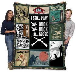 duck hunting i still play duck duck goose fleece blanket | adult 60&21580 inch | youth 45&21560 inch | colorful | bk3681