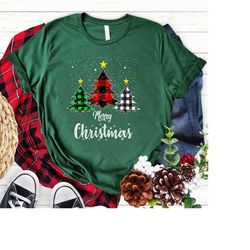 buffalo plaid christmas tree cute t shirt, christmas tree shirt, buffalo plaid christmas tree, merry christmas shirt, ch