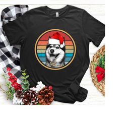 Husky Vintage Christmas Lights Xmas T shirt, Siberian Husky Christmas Sweatshirt, Funny Dog Shirt, Siberian Husky Christ