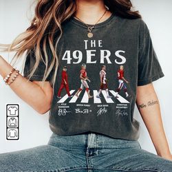 49ers walking abbey road signatures football shirt, kyle shanahan, brock purdy, nick bosa, christian mccaffrey, francisc