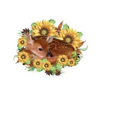 deer png, sunflower png, fawn clipart, baby deer sublimation, fall clipart, sunflower sublimation, boho boutique png, baby deer clipart.