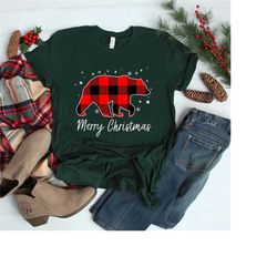 bear red plaid christmas pajama family gift,  buffalo plaid christmas shirts,mommy daddy bear shirt,christmas plaid shir