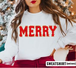 chenille patch christmas sweatshirt, christmas shirts, merry christmas crewneck, cute winter sweater-3