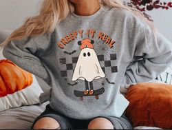 Creep It Real SweaT-Shirt Png,Creep It Real ,Halloween Skateboard, Ghost Skateboarding SweaT-Shirt Png, Halloween SweaT-