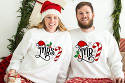 christmas mr & mrs sweatshirt, winter wedding shirt, 2022 christmas husband wife shirt, matching family shirt, christmas