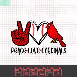 peace love cardinals svg, cardinals team spirit svg cardinal svg files for cricut, cardinals clipart, cardinals mascot