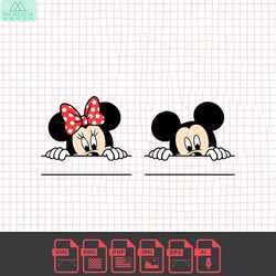 mickey minnie mouse, peeking, peek, ears, bow, matching, couple, svg and png formats, cut, cricut, silhouette