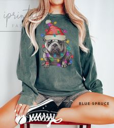 bulldog christmas, bulldog sweatee, bulldog christmas sweatshirt, christmas bulldog owner gift comfort colors