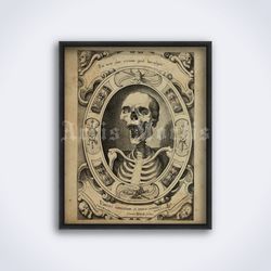 laughing skeleton vanitas skull medieval memento mori printable art print poster digital download