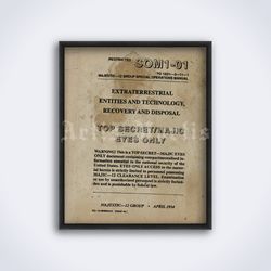 som1 top secret special operation manual ufo mj-12 ufology poster conspiracy printable art print digital download