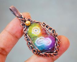 rainbow solar quartz pendant wire wrapped pendant wedding gits jewellery handmade gifts jewellery women's fashion