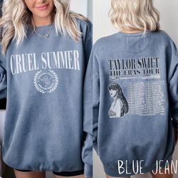 vintage cruel summer comfort colors blue crewneck sweatshirt, taylor swiftie merch sweatshirt, taylor swiftie sweatshirt