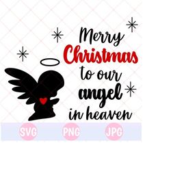 merry christmas to our angel in heaven svg, merry christmas, angel in heaven, christmas in heaven, in memory svg, in loving memory svg