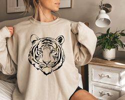 tiger face sweatshirt,tiger tshirt,vintage tiger shirt,school mascot shirt,tiger face, animal prints, gift for her, game