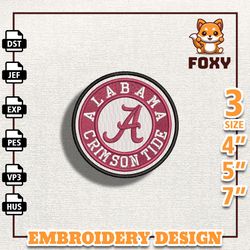 ncaa alabama crimson embroidery design, ncaa basketball embroidery design, machine embroidery design, instant download