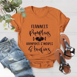 Flannels Pumpkins Hayrides Smores Bonfires Shirt PNG, Thanksgiving Shirt PNG, Fall TShirt PNG, Thankful Pumpkin Shirt PN