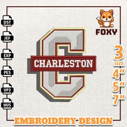 ncaa charleston cougar embroidery design, ncaa basketball embroidery design, machine embroidery design, instant download