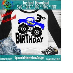 Monster truck Birthday svg, monster truck svg, Third Birthday svg, SVG, DXF, Cricut, silhouette cameo, cut file, vinyl decal, shirt design