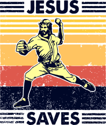 Retro Baseball Jesus Saves Svg, Baseball Jesus Saves Funny SVG, Cutting File Silhouette, Digital download