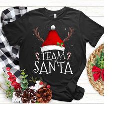team santa christmas hat pajamas party family matching 2023 t-shirt,team santa shirt, christmas family matching t-shirt