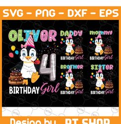 personalized name birthday penguin png, penguin birthday girl, daddy mommy of the birthday, personalized family birthday