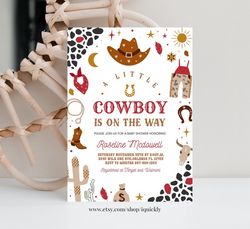 cowboy baby shower invitation country western wild west boy invite little cowboy printable template instant download