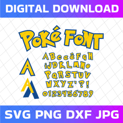 pokemon font svg layered cricut , pokemon font svg, pokemon alphabet png, instant download