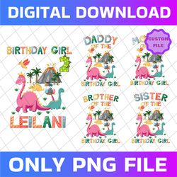 personalized dinosaur family birthday png,family birthday girl png, dinosaur birthday png,party girl png,cute dinosaur