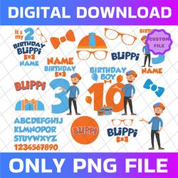 personalized blippi bundle birthday svg, blippi family svg, blippi 3rd birthday svg ,personalized birthday name and age