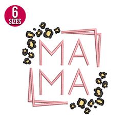 mama with leopard print embroidery design, machine embroidery pattern, instant download