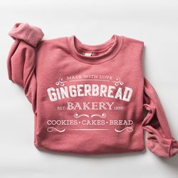 cute christmas sweatshirt, retro gingerbread bakery, merry christmas, womens christmas cookies sweatshirt, holiday sweat