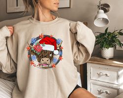 cute cow christmas sweatshirt, farm christmas, funny animal sweater, christmas gift for animal lover, funny cow sweater,