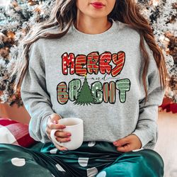 cute merry & bright christmas sweatshirt, womens christmas sweatshirt, holiday sweater, holiday sweatshirt, christmas sh