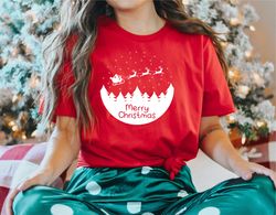 cute merry christmas deer shirt, christmas shirt, women christmas shirt, christmas gift, pine tree shirt, christmas part