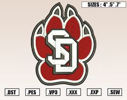 south dakota coyotes embroidery designs, ncaa embroidery design file instant download