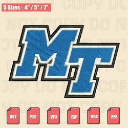 middle tennessee state embroidery file, ncaa embroidery designs, machine embroidery design files