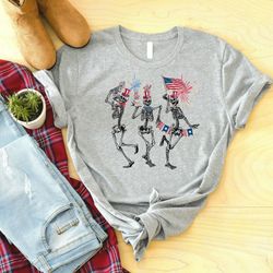 4th of july skellies, 4th of july shirts, dancing skeleton shirt, american flag shirt,4th of july, stars and stripes shi