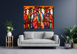 african ready to hang canvas,african art canvas-african american ladies stitches pattern art poster,african art poster,a